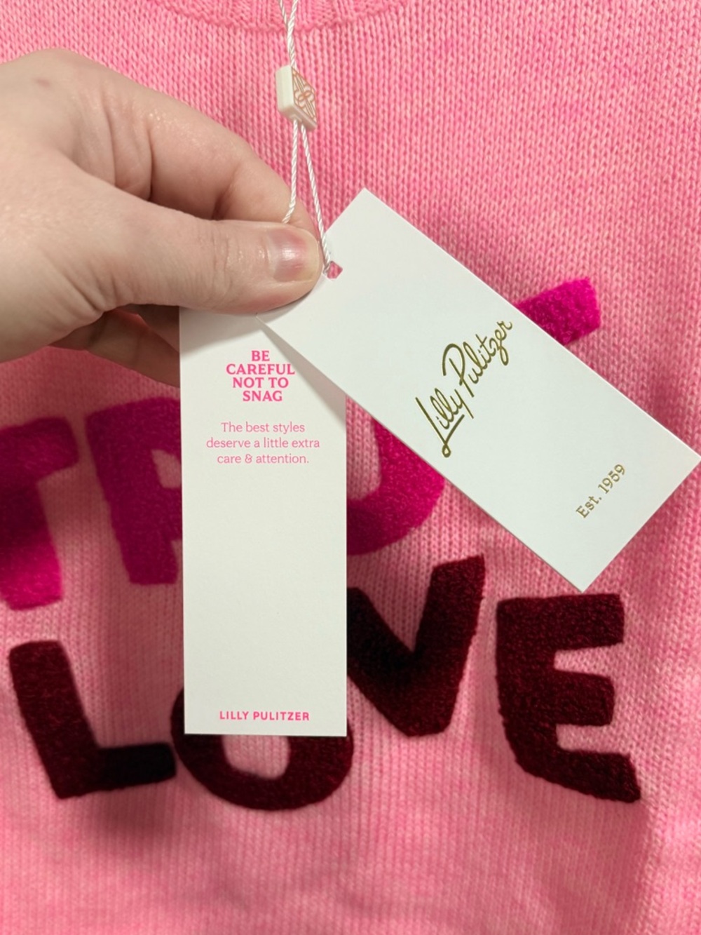 NWT Lilly Pulitzer 'TRUE LOVE' Pippy Sweater in Heathered Conch Shell Pink - Picture 11 of 16
